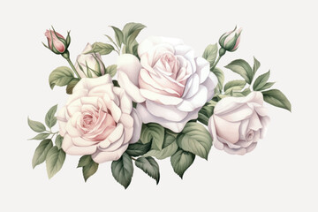 Elegant white roses floral illustration