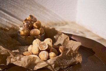 delicious walnut shaped russian nut shortbread sandwich cookies filled with sweet condensed milk or caramel