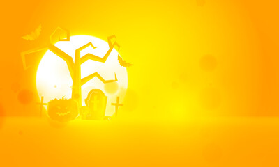 Bright stadium neon lights orange Halloween podium background, purple podium three step with pumpkin funny face for product display, Vector illustration