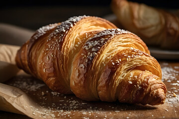 A close up of a delicious croissant