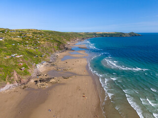 Cornwall, Whitesand Bay an aerial view from drone