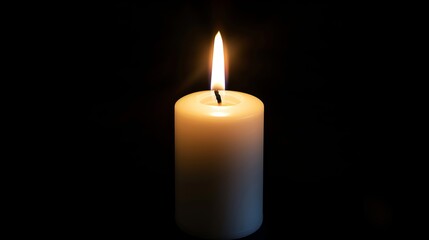A single candle burning in the dark, with wax dripping down the side.