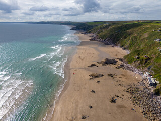 Cornwall, Whitesand Bay an aerial view from drone
