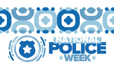 Fototapeta premium National Police Week. Celebrated annual in May. In honor of the United States police hero. Police badge and star. Officers Memorial Day. American patriotic design. Vector poster, creative illustration