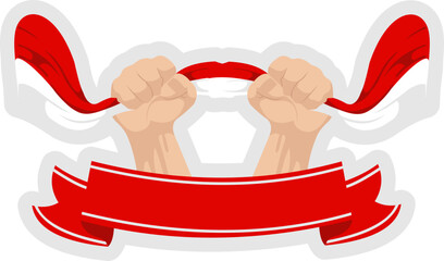 Hand Holding Indonesian Flag Sticker