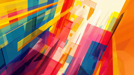 A colorful abstract painting with a lot of different shapes and colors