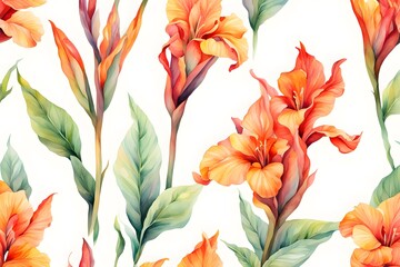 Watercolor canna lily flower on white background, Ai Generated