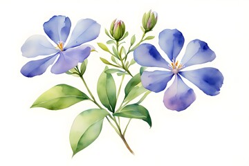 Fototapeta premium Watercolor cape leadwort flower on white background, AI generated
