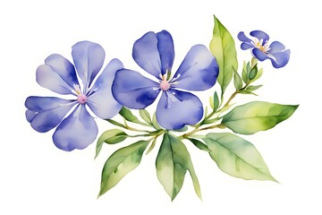 Fototapeta premium Watercolor cape leadwort flower on white background, AI generated