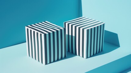 Black and White Striped Boxes on Shelf