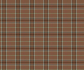 Plaid fabric pattern, brown, green, black, seamless for textiles and design clothing, skirts, pants, aprons, tablecloths, blankets or decorative fabrics. Vector illustration.
