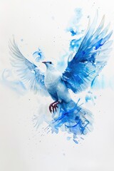 Obraz premium White bird with blue wings