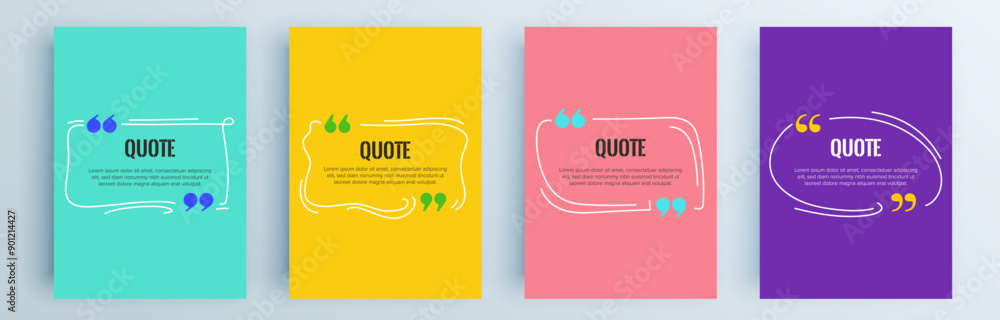 Poster quote frames blank templates set. text in brackets, citation empty speech bubbles, quote bubbles. te