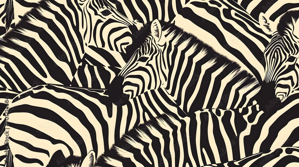 Poster contrasting zebra pattern with striking monochrome abstract design