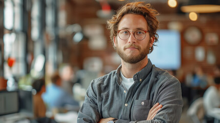 Fototapeta premium young man software designer standing confidently