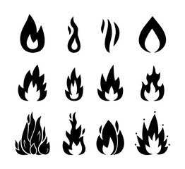 Collection of Silhouette cartoon doodle of Fire effect, Vector, Illustration.