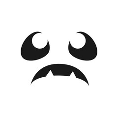Scary Monster Face, Jack O Lantern Halloween Pumpkin Icon Silhouette. Cute Funny Evil Facial Expression Simple vector design element. Creepy Horror Illustrations.