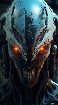 A scary robot alien wallpaper. Generated Ai