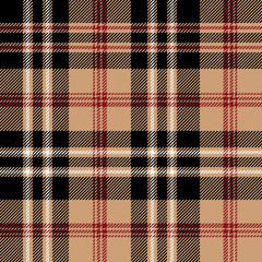 plaid tartan seamless repeat pattern. This is a black red cream checkered plaid vector illustration. Design for decorative,wallpaper,shirts,clothing,tablecloths,wrapping,textile,fabric,texture