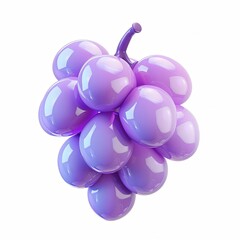 Fototapeta premium Charming Inflatable Grape Plush Toy in a Soft and Rounded 3D Cartoon Style, Adorned with Simple Details on a White Background