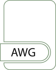 AWG File format icon black outline and light color text