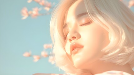 Fototapeta premium girl with straight white hair