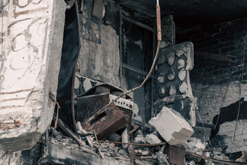 destroyed building in a city lost in the war in Ukraine