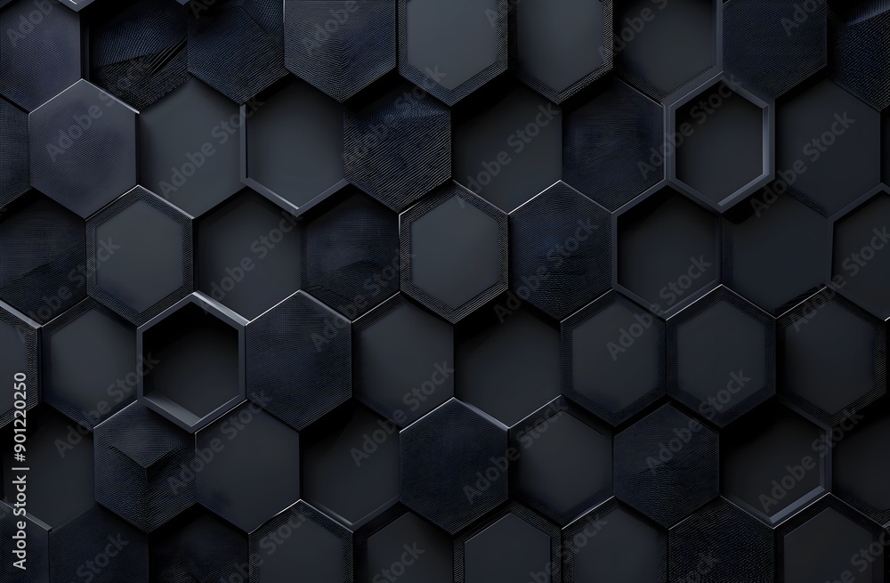 Poster dark grey background with hexagonal grid pattern for technology or car theme design, high resolution