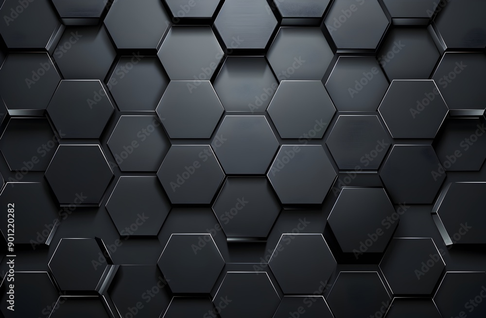 Poster dark grey background with hexagonal grid pattern for technology or car theme design, high resolution