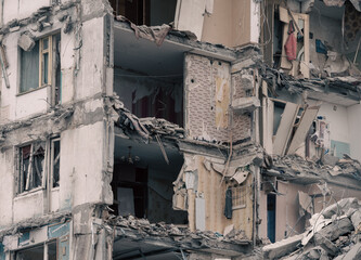 destroyed building in a city lost in the war in Ukraine
