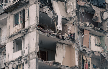 destroyed building in a city lost in the war in Ukraine