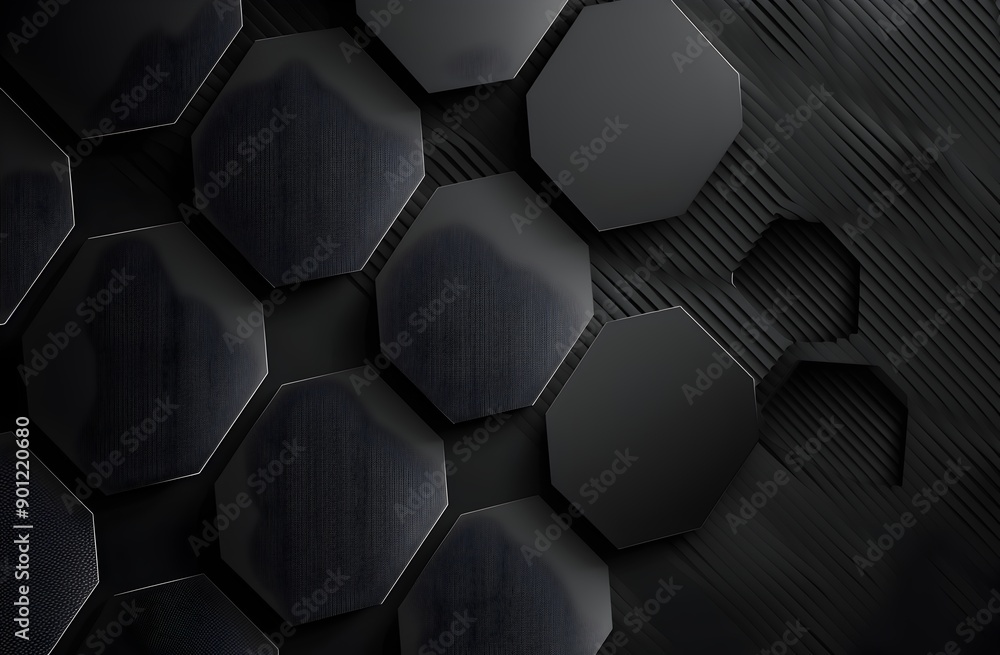 Poster dark grey background with hexagonal grid pattern for technology or car theme design, high resolution