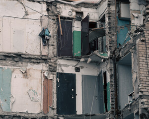 destroyed building in a city lost in the war in Ukraine