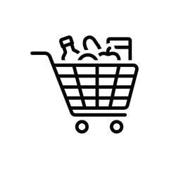 Black line icon for full cart