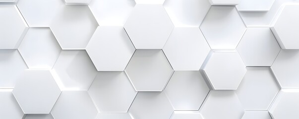Fototapeta premium White background with a geometric pattern, a seamless repeating pattern, a white color scheme, white hexagon shapes, a minimalist design, a flat vector illustration, high resolution, high definition, 