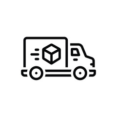Black line icon for delivery