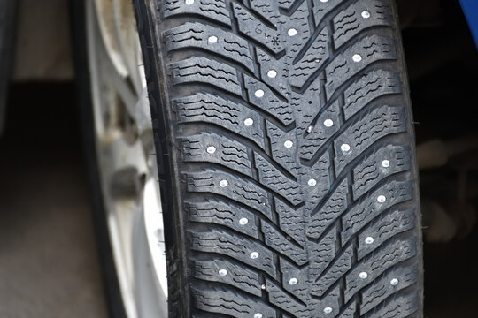 winter tire car with shallow depth of field