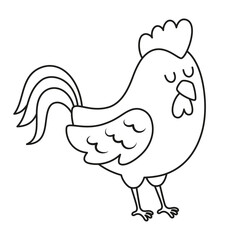 outline cartoon cock isolated