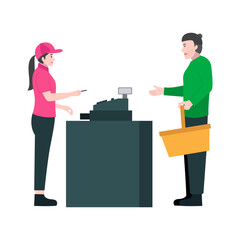 Shopping Transactions Character Illustration