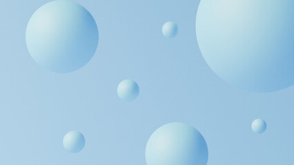 Abstract blue spheres on a light blue background