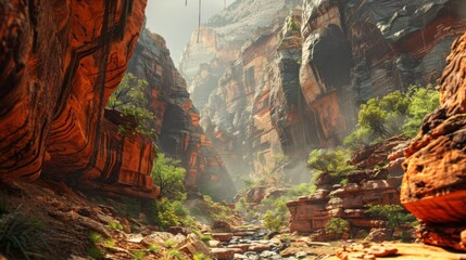 Zion National Park, Utah - Steep red cliffs and narrow canyons