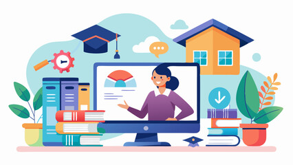 online-education-and-e-learning-at-home-by-webinar vector illustration