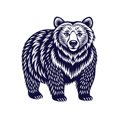 Vector minimalist Bear Silhouette Clipart illustration On a White Background