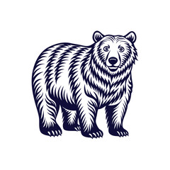 Vector minimalist Bear Silhouette Clipart illustration On a White Background