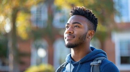 Naklejka premium Sombre Profile of a Young Man Struggling with Student Loan Debt