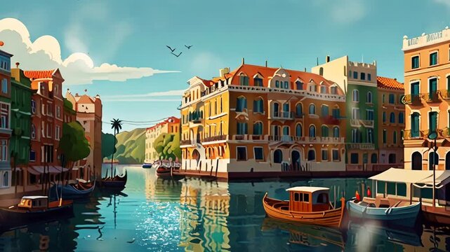 grand canal, Smooth looping video 