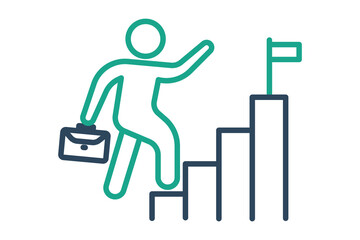 Career icon. people climbing stairs. icon related to develop. line icon style. business elements vector illustration