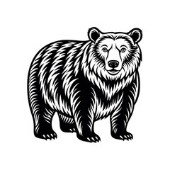 Vector minimalist Bear Silhouette Clipart illustration On a White Background