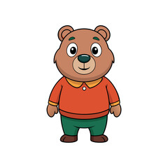 Vector cartoon Bear Clipart illustration On a White Background
