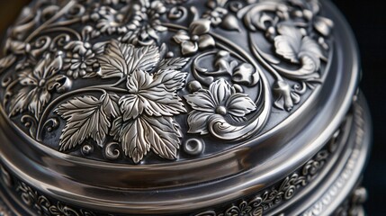 Detailed Pewter Beer Stein Lid with Intricate Engravings